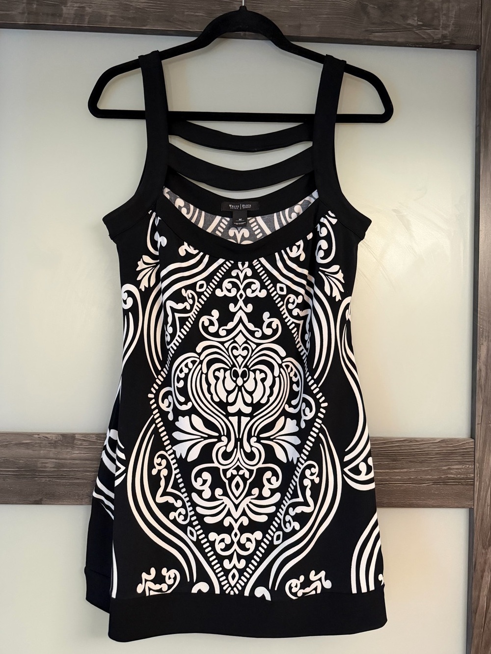 White House Black Market Black and White Strappy Mini Dress